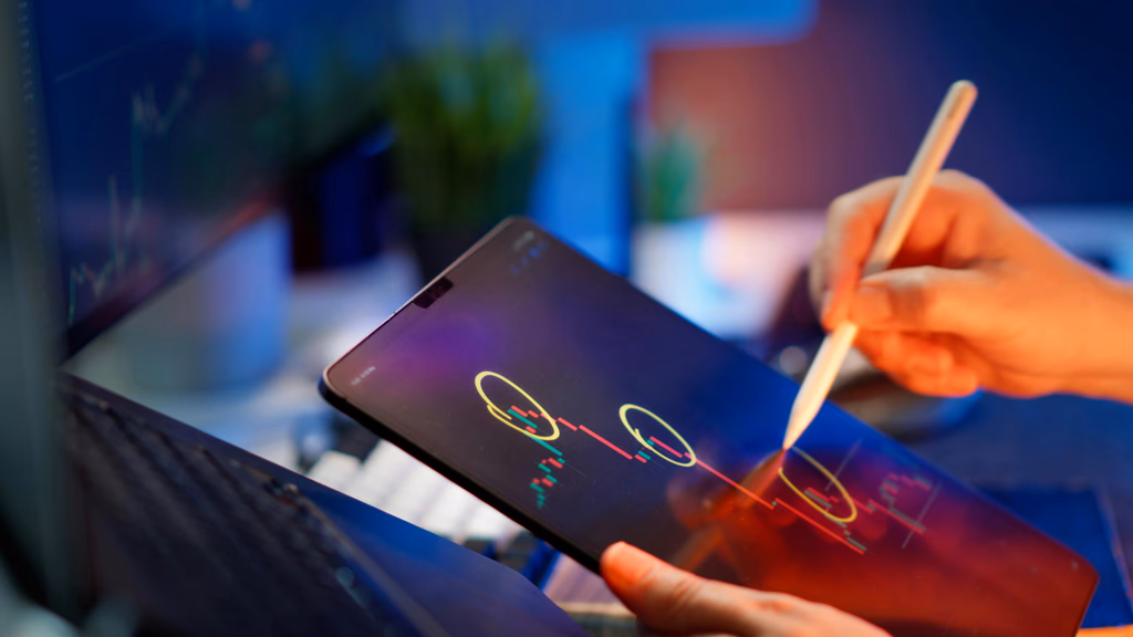 Tablet con gráficos financieros